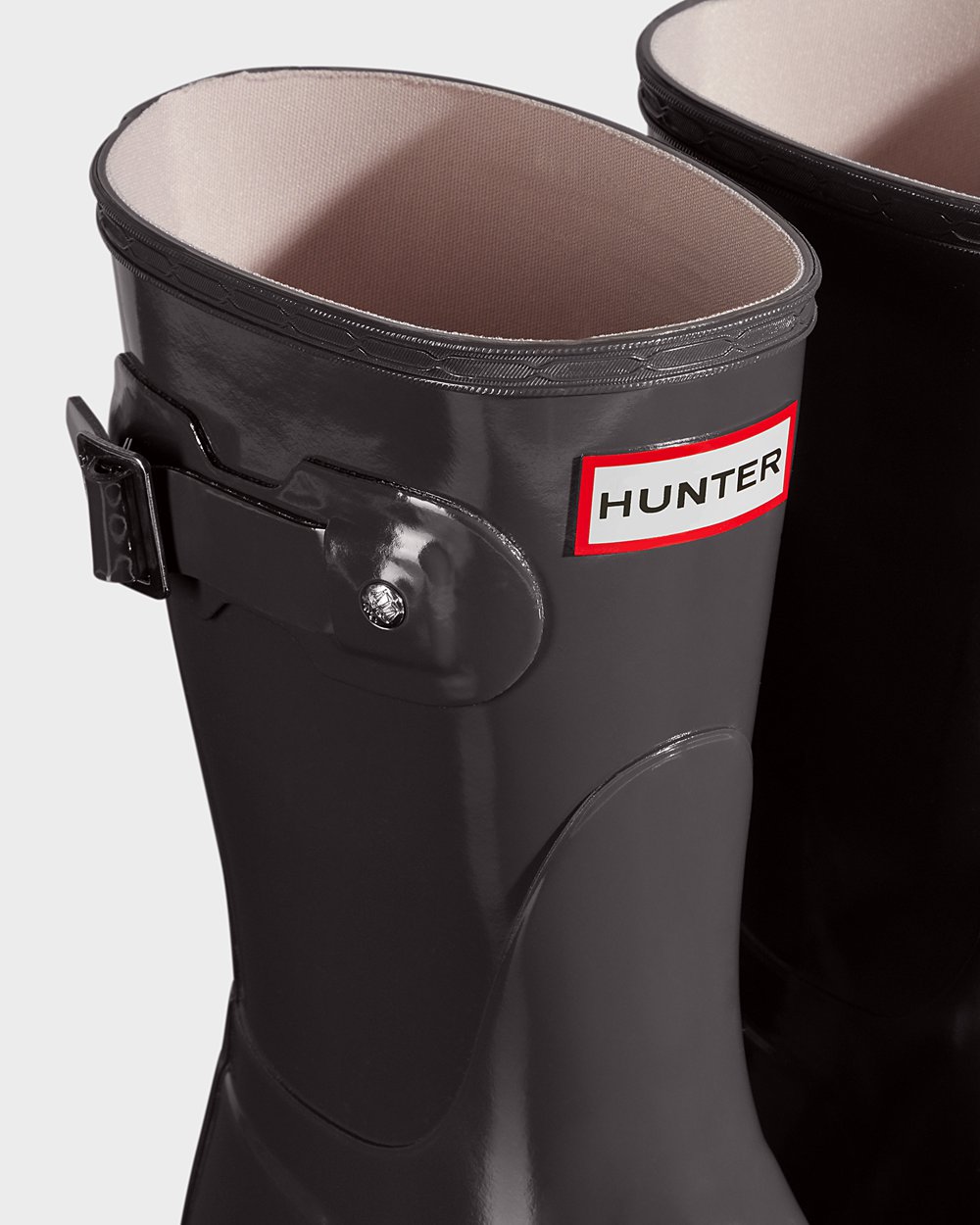 Bottes Courtes de Pluie Hunter Original Gloss Femme Grise YHIPSLZ-04